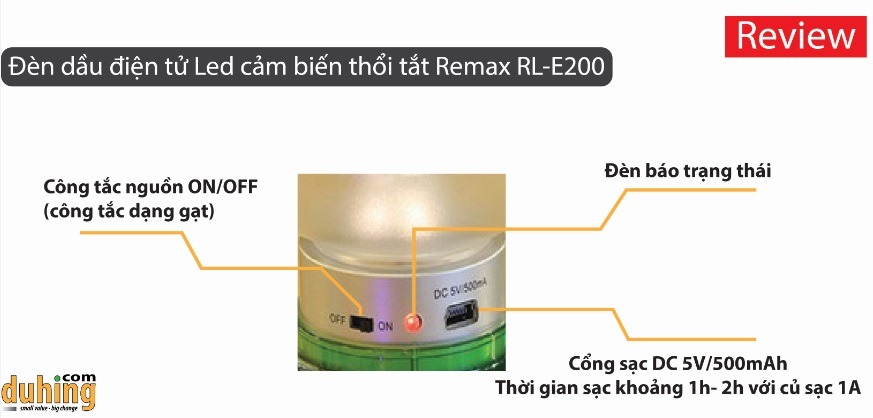 Tính năng thông minh của đèn dầu điện tử Remax RL-E200